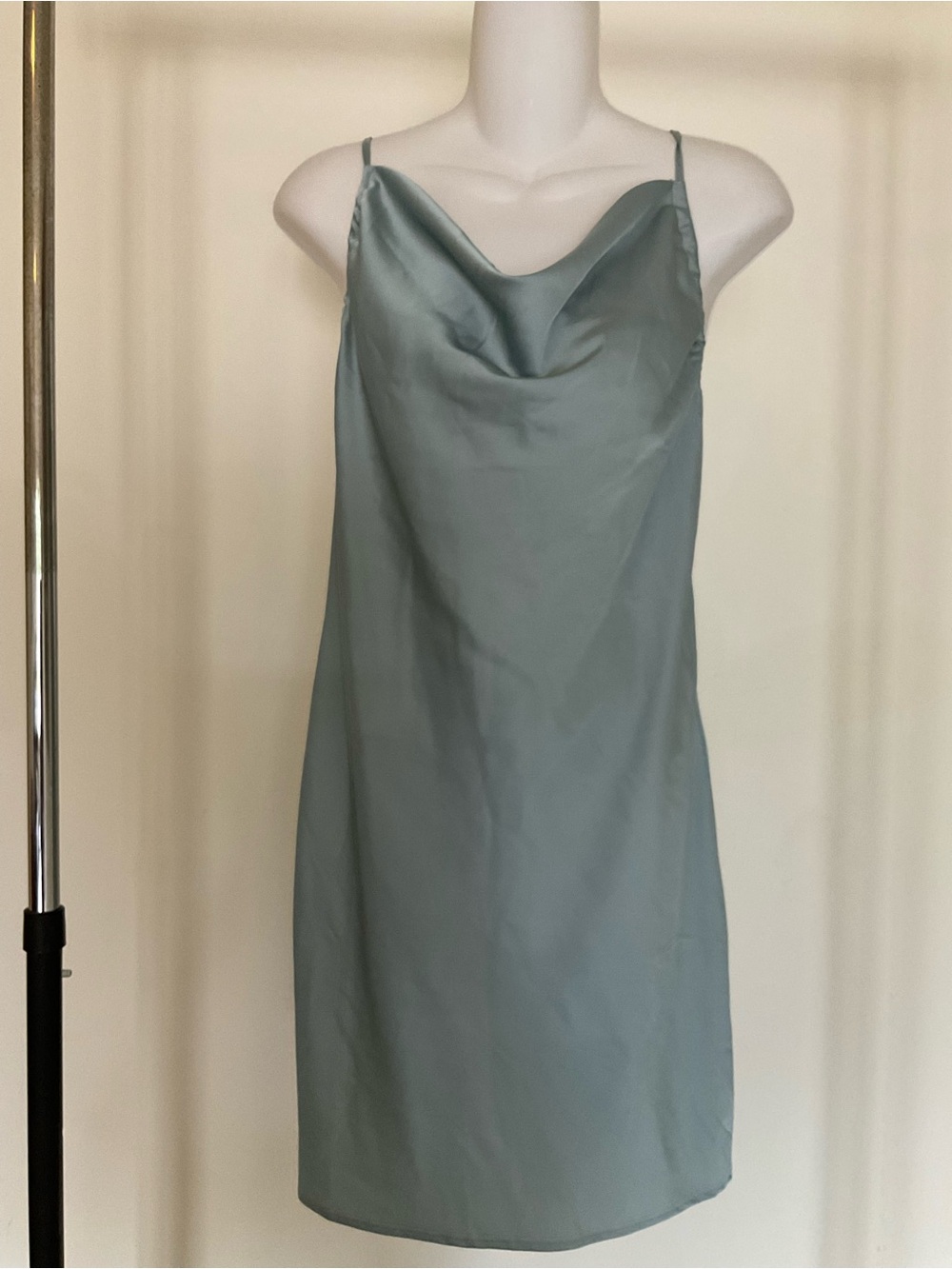 Forever 21 Satin Cowl Neck Slip Dress in Sage Green